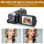 Vlogging Camera, 1080P HD, 16MP, 16X Zoom, 6.9cm Screen, Black