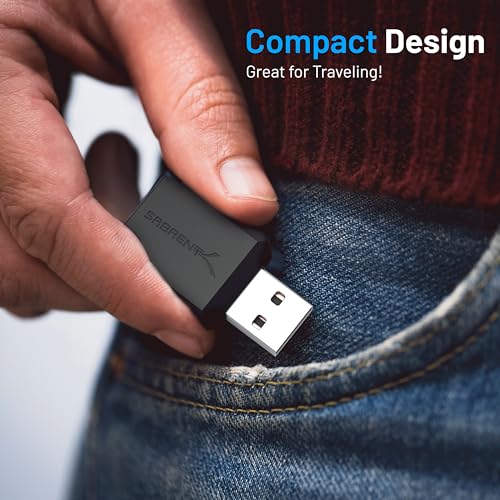 SABRENT USB to 3.5mm Audio Adapter, External Sound Card