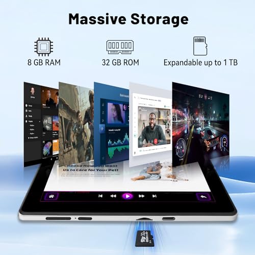 10" Android 14 Tablet, 8GB RAM, 32GB ROM, 5000mAh (White)