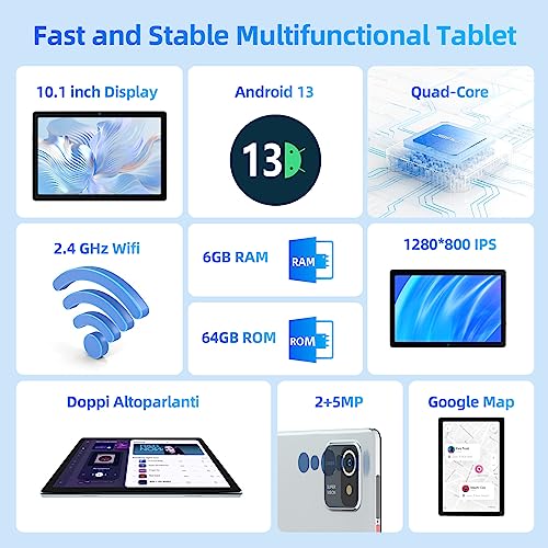 HiGrace 10" Android 13 Tablet, 6GB+64GB, 5000mAh, Silver