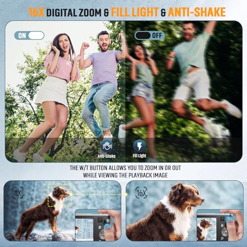 4K Autofocus Digital Camera, 48MP, 32G SD, 2.8" Screen, Black