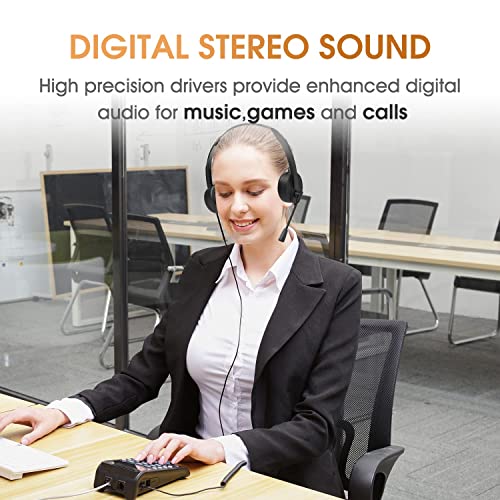 USB Headset with Mic, 3.5mm/USB, Noise Cancelling