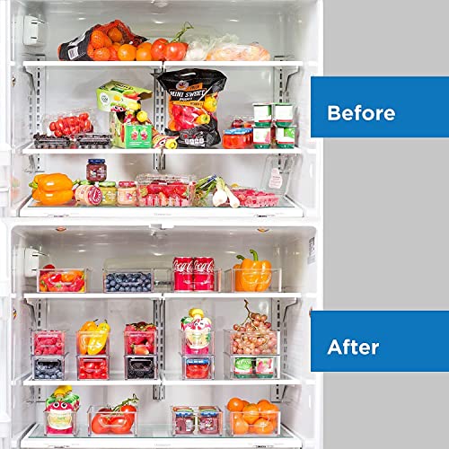 BIWHALE Fridge Organiser Set of 4, Stackable Bins - Clear