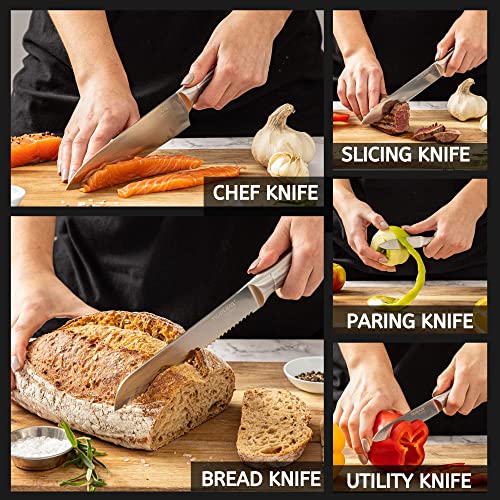 nuovva Kitchen Knife Set with 360° Rotating Stand