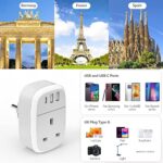 UK to EU Plug Adapter with 3 USB Ports (20W USB-C)