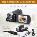 Vlogging Camera, 1080P HD, 16MP, 16X Zoom, 6.9cm Screen, Black