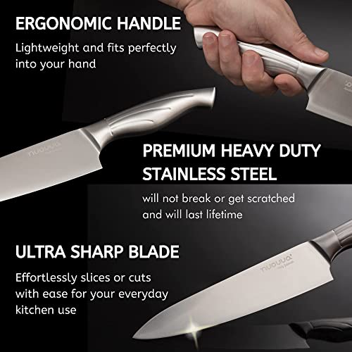 nuovva Kitchen Knife Set with 360° Rotating Stand