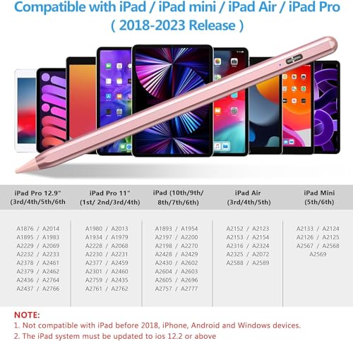 Stylus Pen for iPad 2018-2023, Rose Gold, 5 Tips