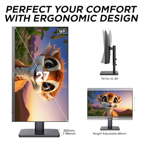 KOORUI 68.6cm FHD Office Monitor, 100Hz, 4ms, VESA, Black