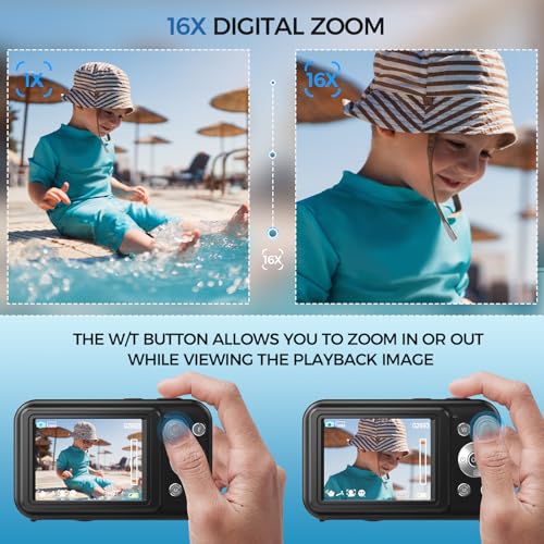 Bofypoo 44MP FHD 1080P Vlogging Camera, 16X Zoom, 2.4”