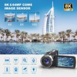 QUICKCLAP 64MP 8K Camcorder with 32GB SD Card & Accessories