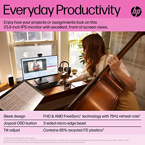 HP 60.5 cm FHD Monitor - V24ie G5, 75Hz, HDMI/VGA/DP, Black