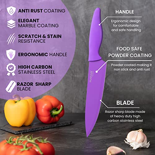 nuovva 5-Piece Colour Coded Stainless Steel Knife Set
