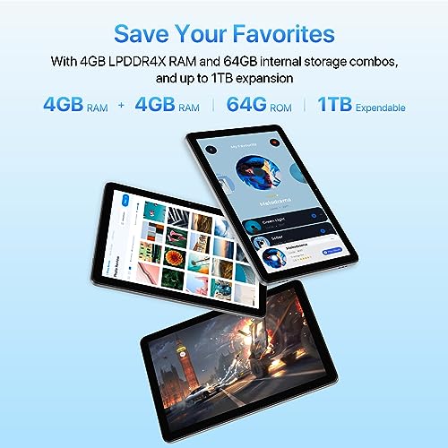 10.1" Android 13 Tablet, 8GB+64GB, WiFi 6, 6000mAh, Gray