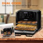 LLIVEKIT 12L Dual Air Fryer Oven, 5.5L Dual Cooking, Black