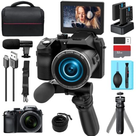 Monitech 64MP 4K Camera, 3" Flip Screen, 16X Zoom, WiFi