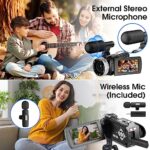 Vmotal 4K Camera, 48MP Photo, 4K 60FPS Video, 2 Batteries