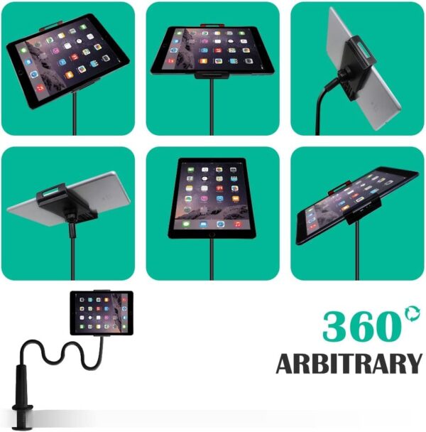 Gooseneck Tablet & Phone Holder, Adjustable, 10-28 cm (Black)
