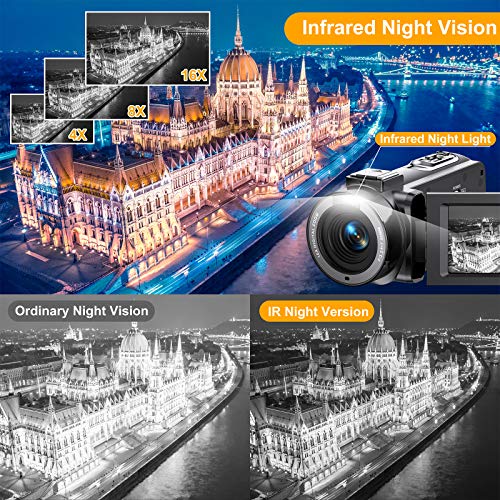 FHD 1080P 36MP Video Camera with IR Night Vision & Remote