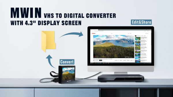 Mwin Video to Digital Converter with 10.9 cm Screen