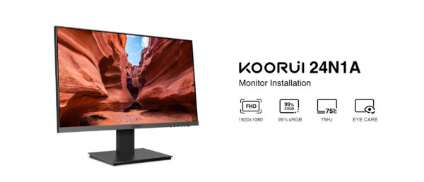 KOORUI 60.5 cm FHD Monitor, 75Hz, VA, Low Blue Light, Black