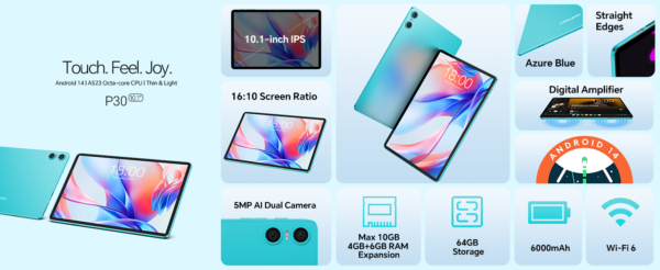 TECLAST P30 Tablet 10.1" Android 14, 10GB RAM, 64GB ROM