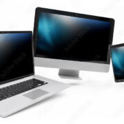 Modern digital silver tech device 3D rendering