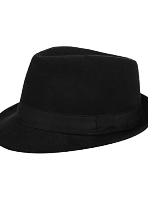 Qchomee Unisex Panama Fedora Hat 56-58CM Black