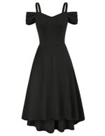 GRACE KARIN Women Cold Shoulder V-Neck High-Low Dress