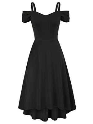 GRACE KARIN Women Cold Shoulder V-Neck High-Low Dress