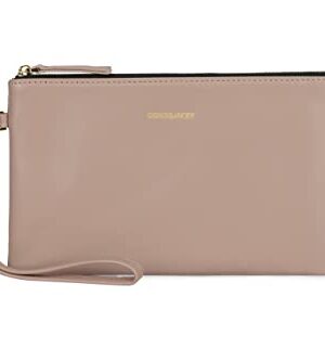 Goatskin Leather Wristlet Clutch Wallet with Strap