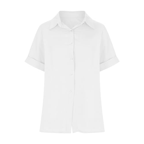 LUSHAasd Women's Cotton Linen Casual Button Down Shirt
