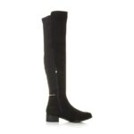 AJVANI Women's low block heel knee-high boots, faux snake