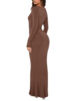 REORIA Women's Square Neck Long Sleeve Bodycon Dress