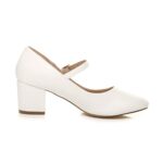 AJVANI Women's mid block heel strap court shoes