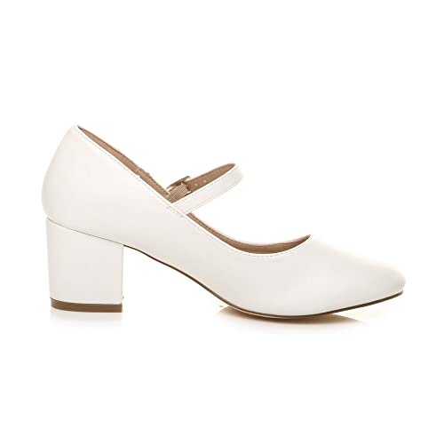AJVANI Women's mid block heel strap court shoes