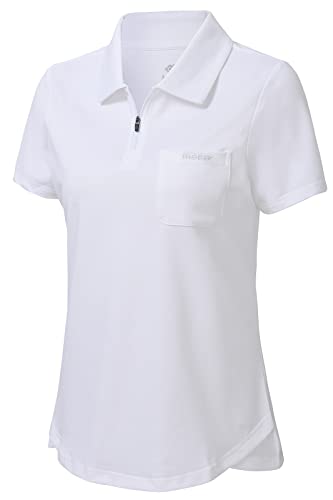 MoFiz Women's Short Sleeve Polo Shirt with 1/4 Zipper