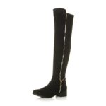 AJVANI Women's low block heel knee-high boots, faux snake