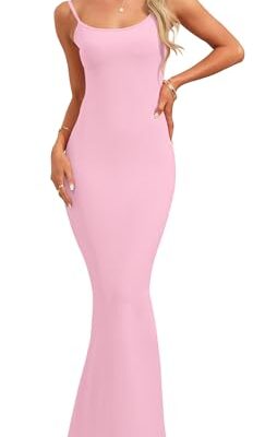 AUSELILY Women's Summer Ribbed Bodycon Maxi Dress