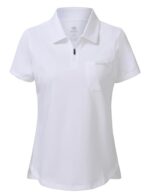 MoFiz Women's Short Sleeve Polo Shirt with 1/4 Zipper