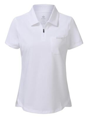 MoFiz Women's Short Sleeve Polo Shirt with 1/4 Zipper