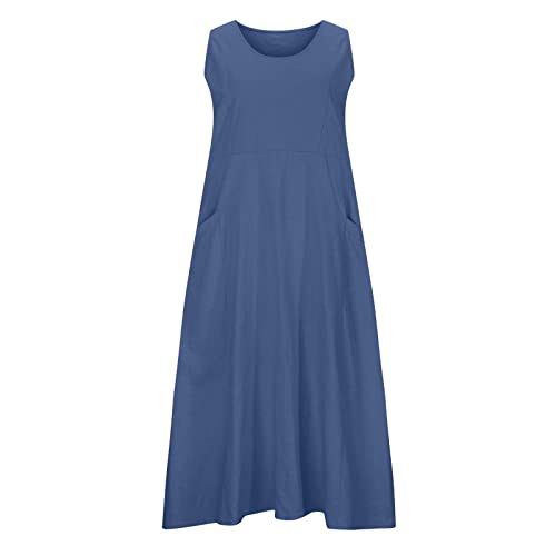 Sundresses for Women Cotton Linen Sleeveless Long Dress