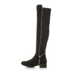AJVANI Women's low block heel knee-high boots, faux snake