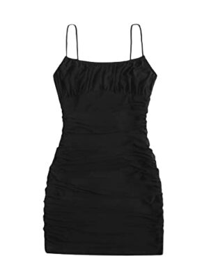 GORGLITTER Women's Ruched Bust Sleeveless Mini Dress