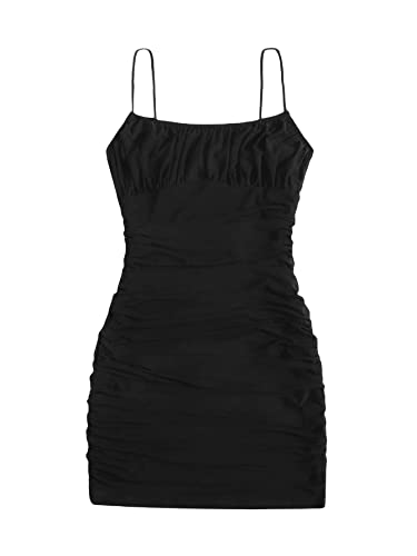 GORGLITTER Women's Ruched Bust Sleeveless Mini Dress