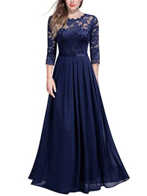 MIUSOL Women's Vintage Lace 3/4 Sleeve Maxi Dress