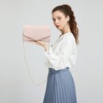 Miss Lulu Women's Pink Clutch Handbag with Strap