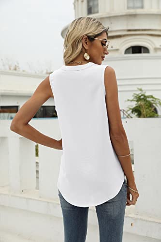Famulily Womens Chiffon V Neck Sleeveless Summer Top S-XXL