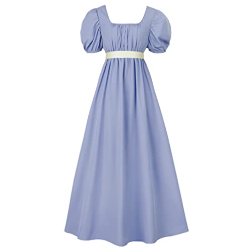 FRIUSATE Green Regency Dress with Sash, Empire Waist