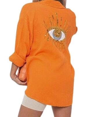 Sehrish Women's Oversize Sequin Eye Top (One Size)